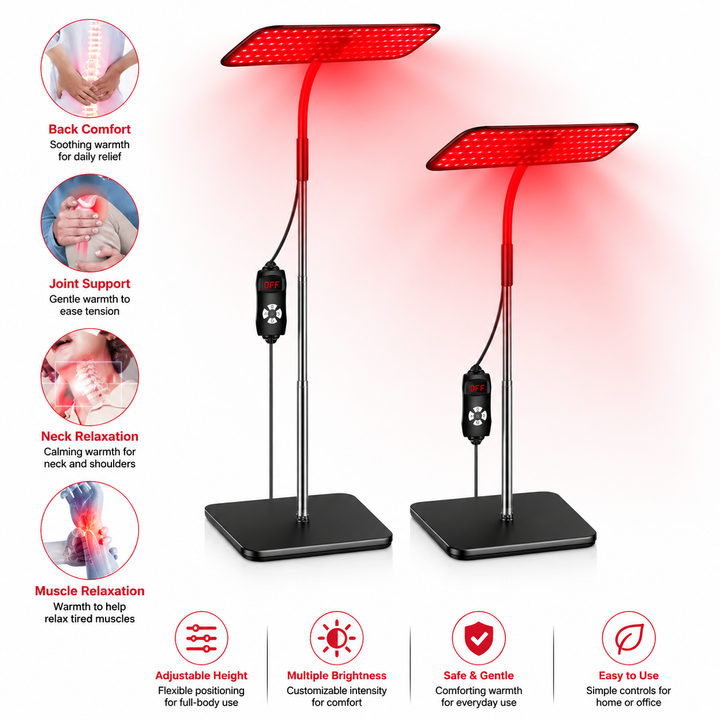Premium 660nm and 850nm Red Light Therapy Panel 126 LED Infrared Lamp Adjustable Stand Timer 5 Level Brightness Home Face Body Light Therapy Device