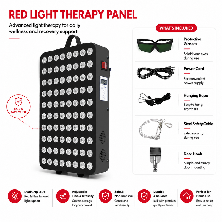 Premium 660nm and 850nm Red Light Therapy Panel High Power LED Infrared Lamp 115W Full Body Therapy Device Metal Housing Timer Home Use System