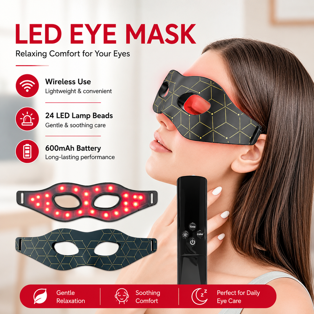 Premium 7 Color LED Eye Mask Red Light Photon Therapy Silicone Eye Care Mask 24 LED Beads Rechargeable Remote Control Relaxation Beauty Device