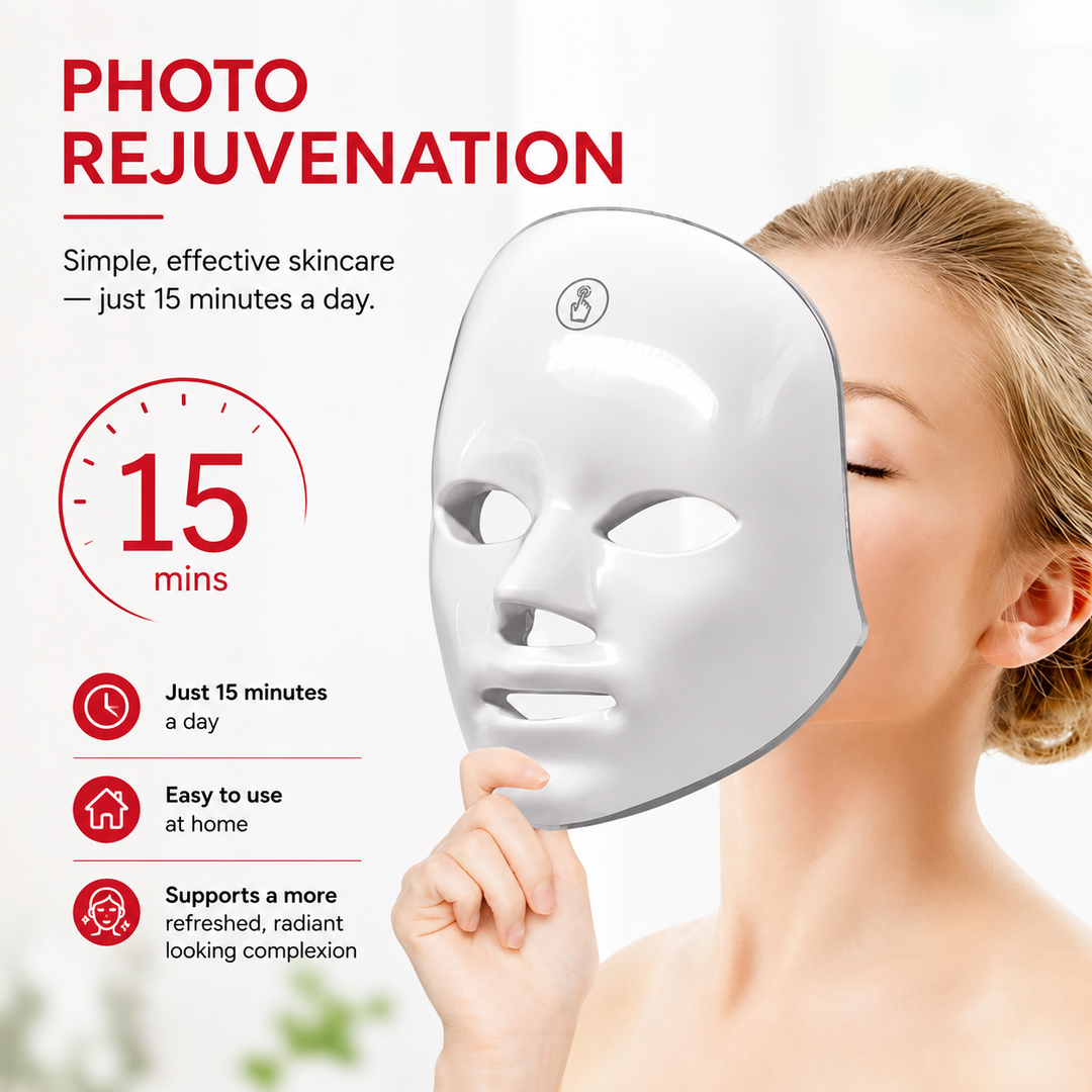 Premium 7 Color LED Facial Mask Rechargeable Red Light Therapy Beauty Device 630nm 470nm Skin Care Mask Multi Spectrum Home Facial Treatment