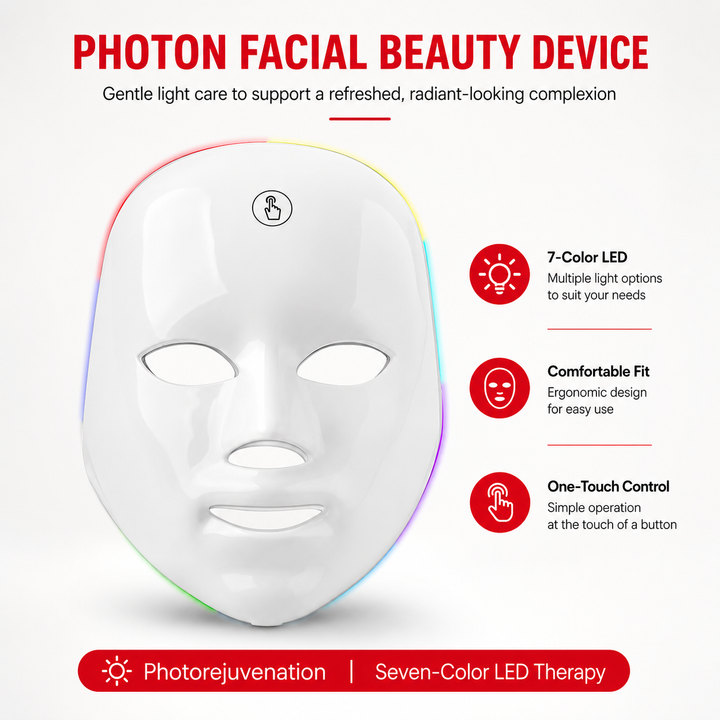 Premium 7 Color LED Facial Mask Rechargeable Red Light Therapy Beauty Device 630nm 470nm Skin Care Mask Multi Spectrum Home Facial Treatment
