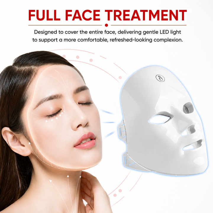 Premium 7 Color LED Facial Mask Rechargeable Red Light Therapy Beauty Device 630nm 470nm Skin Care Mask Multi Spectrum Home Facial Treatment