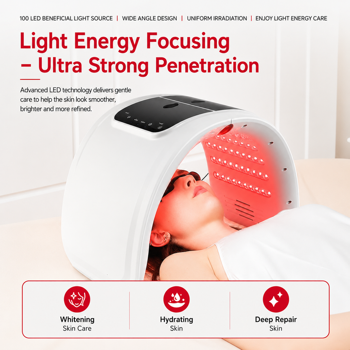Premium 7 Color PDT LED Facial Mask Red Light Therapy Beauty Device 100 LED Photon Skin Care Rejuvenation Light Therapy Face Mask Home Use