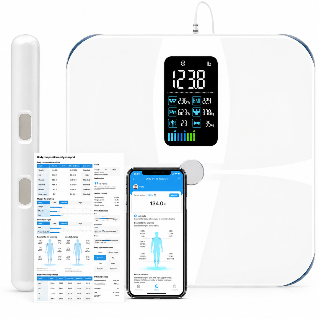 Premium 8 Electrode Body Fat Scale – Large Display Digital Weight Scale, Accurate BMI &amp; Body Composition Monitor, Tracks Muscle Mass, Water Weight &amp; More with App Syncing