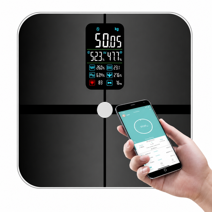 Premium 8 Electrode Body Fat Scale – Large Display Digital Weight Scale, Accurate BMI &amp; Body Composition Monitor, Tracks Muscle Mass, Water Weight &amp; More with App Syncing