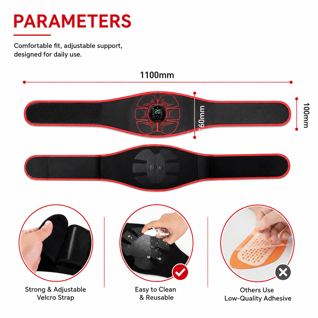 Premium ABS EMS Abdominal Trainer USB Rechargeable Muscle Stimulator Belt 10 Modes 30 Intensity Levels Ab Workout Waist Slim Fitness Device Pro