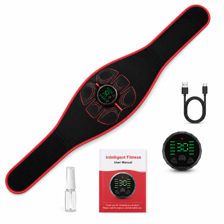 Premium ABS EMS Abdominal Trainer USB Rechargeable Muscle Stimulator Belt 10 Modes 30 Intensity Levels Ab Workout Waist Slim Fitness Device Pro