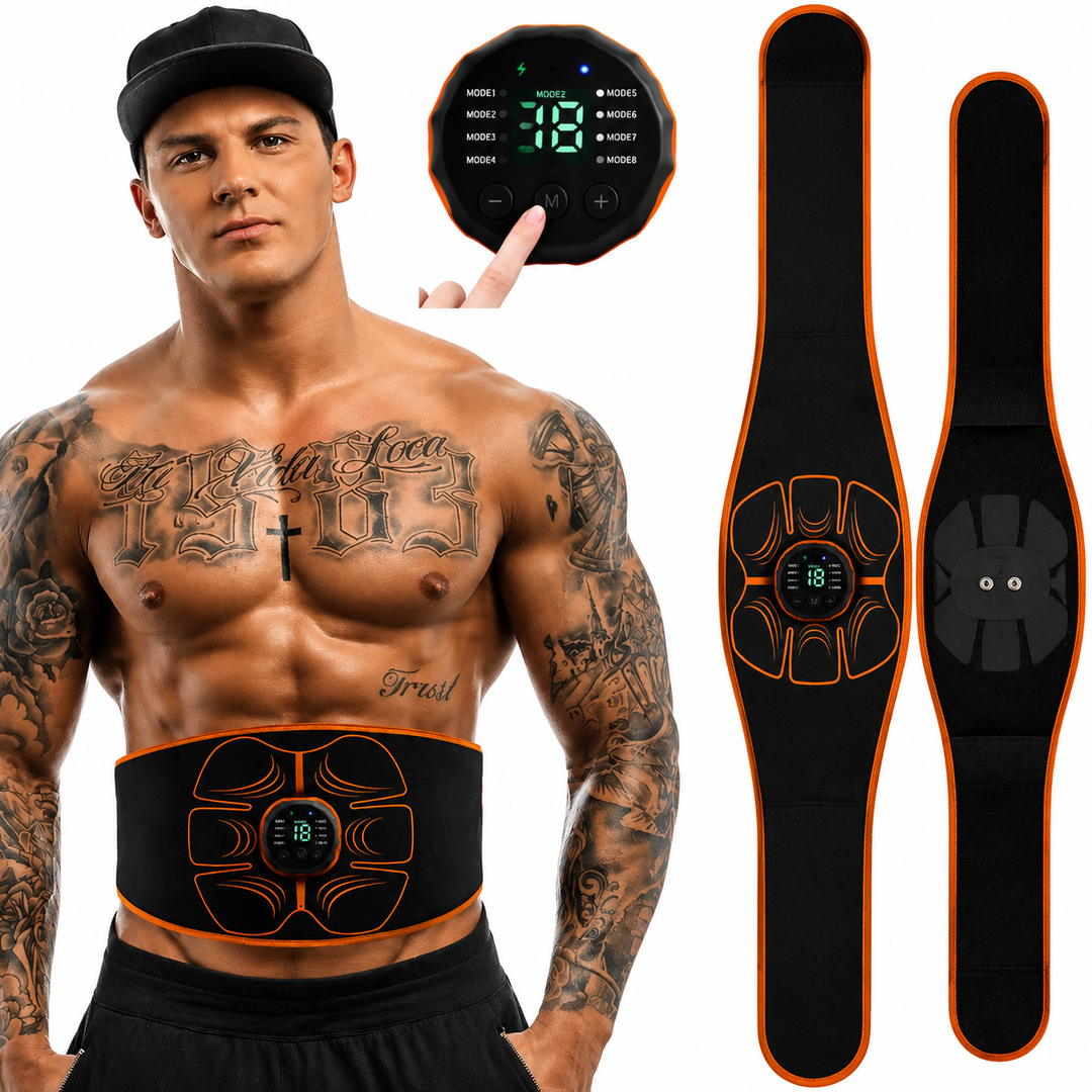 Premium ABS EMS Abdominal Trainer USB Rechargeable Muscle Stimulator Belt 10 Modes 30 Intensity Levels Ab Workout Waist Slim Fitness Device Pro