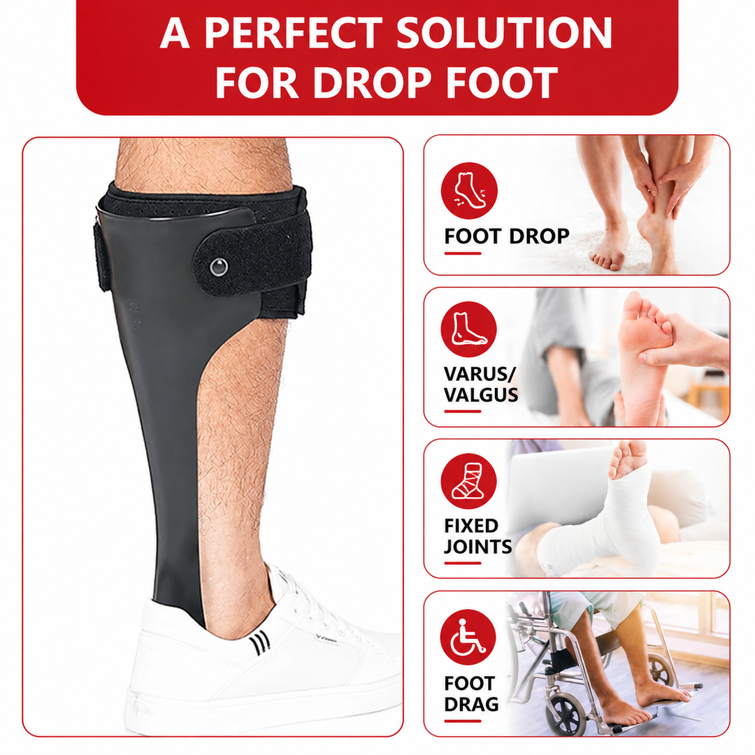 Premium AFO Drop Foot Brace Orthosis Lightweight Ankle Support Stabilizer Foot Drop Walking Assistance Comfort Fit Men Women Multiple Sizes