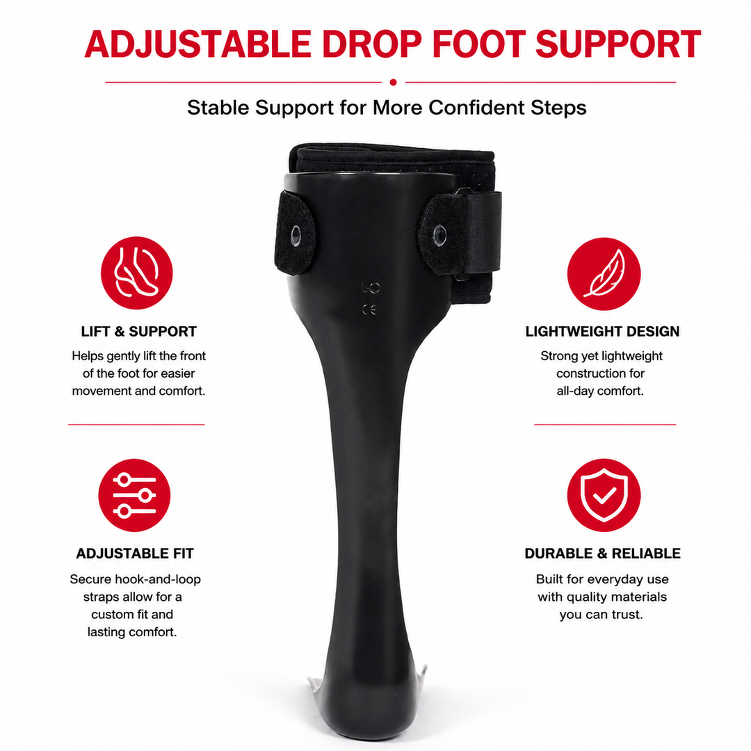 Premium AFO Drop Foot Brace Orthosis Lightweight Ankle Support Stabilizer Foot Drop Walking Assistance Comfort Fit Men Women Multiple Sizes