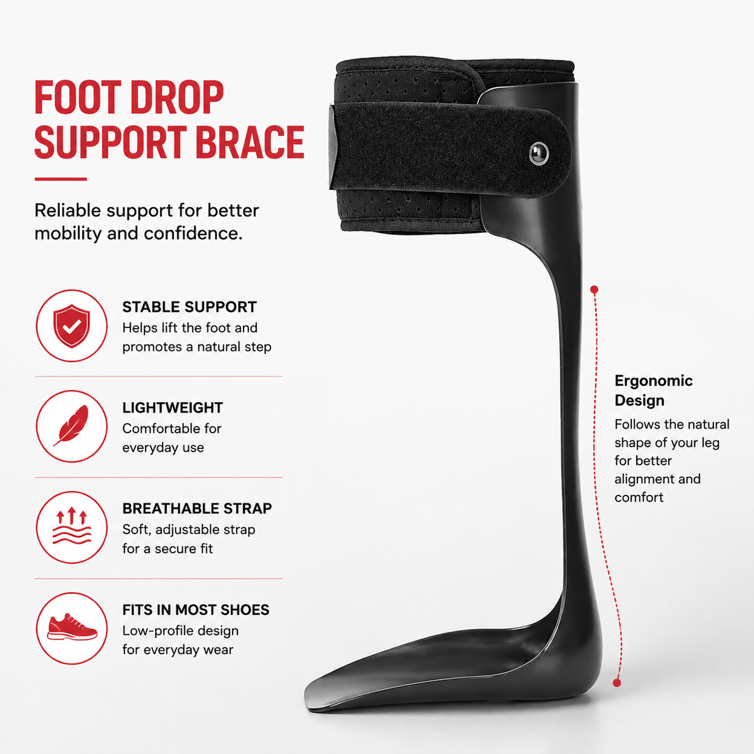 Premium AFO Drop Foot Brace Orthosis Lightweight Ankle Support Stabilizer Foot Positioning Walking Assistance Foot Drop Support Brace Men Women Multiple Sizes