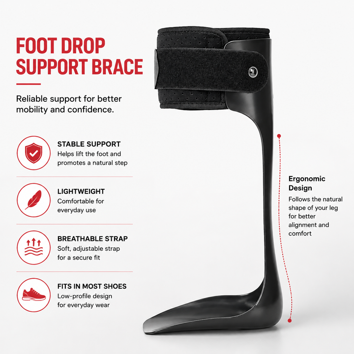 Premium AFO Drop Foot Brace Orthosis Lightweight Ankle Support Stabilizer Foot Positioning Walking Assistance Foot Drop Support Brace Men Women Multiple Sizes