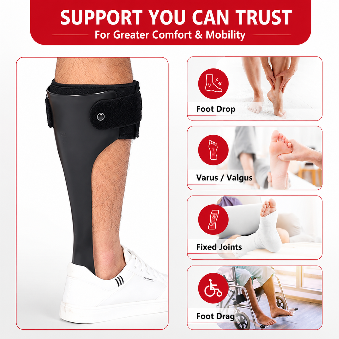 Premium AFO Drop Foot Brace Orthosis Lightweight Ankle Support Stabilizer Foot Positioning Walking Assistance Foot Drop Support Brace Men Women Multiple Sizes