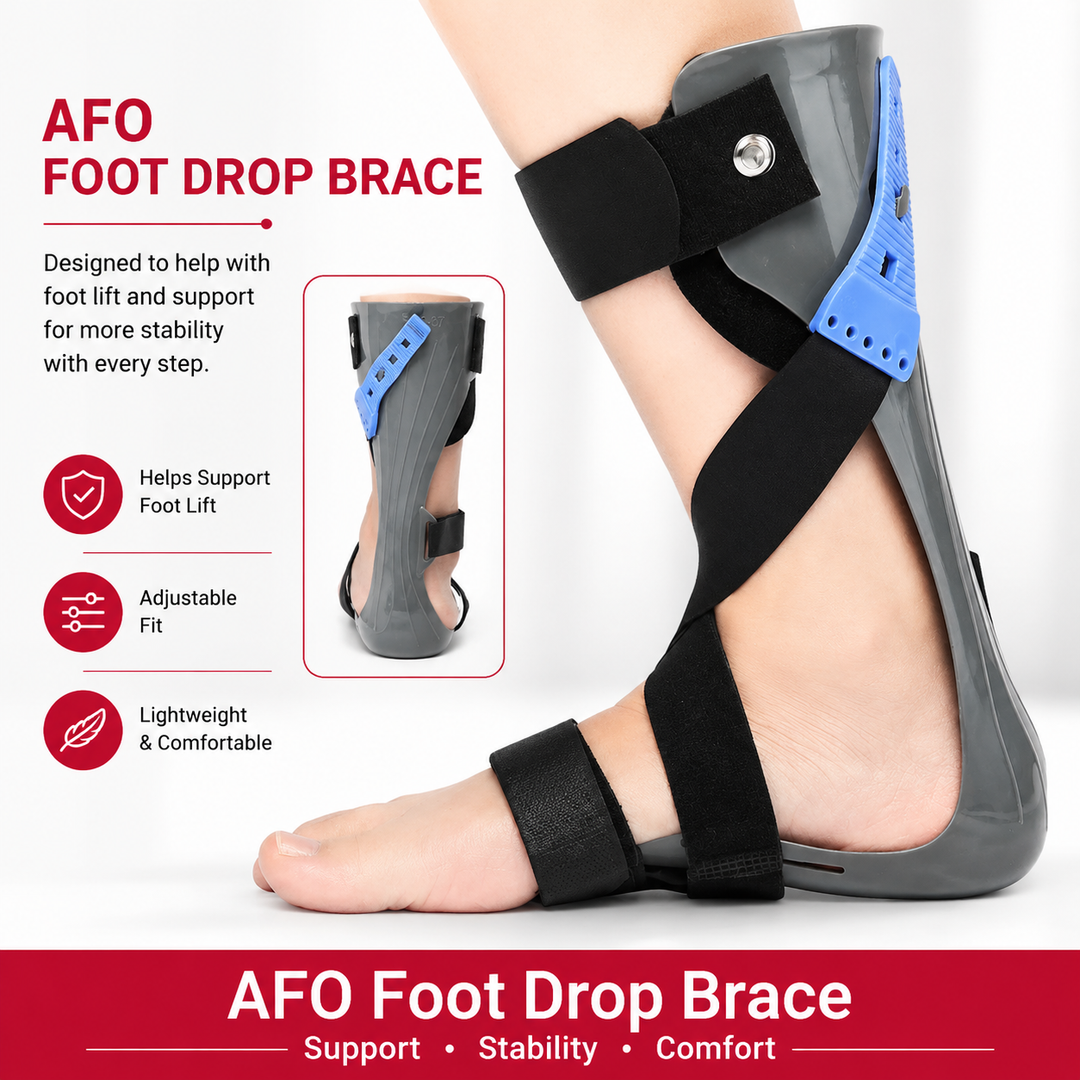 Premium AFO Drop Foot Brace Orthosis Lightweight Ankle Support Stabilizer Foot Positioning Walking Assistance Foot Drop Support Brace Men Women Multiple Sizes
