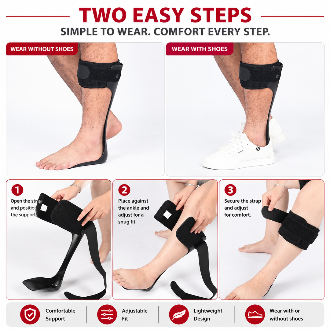 Premium AFO Drop Foot Brace Orthosis Lightweight Ankle Support Stabilizer Foot Positioning Walking Assistance Foot Drop Support Brace Men Women Multiple Sizes