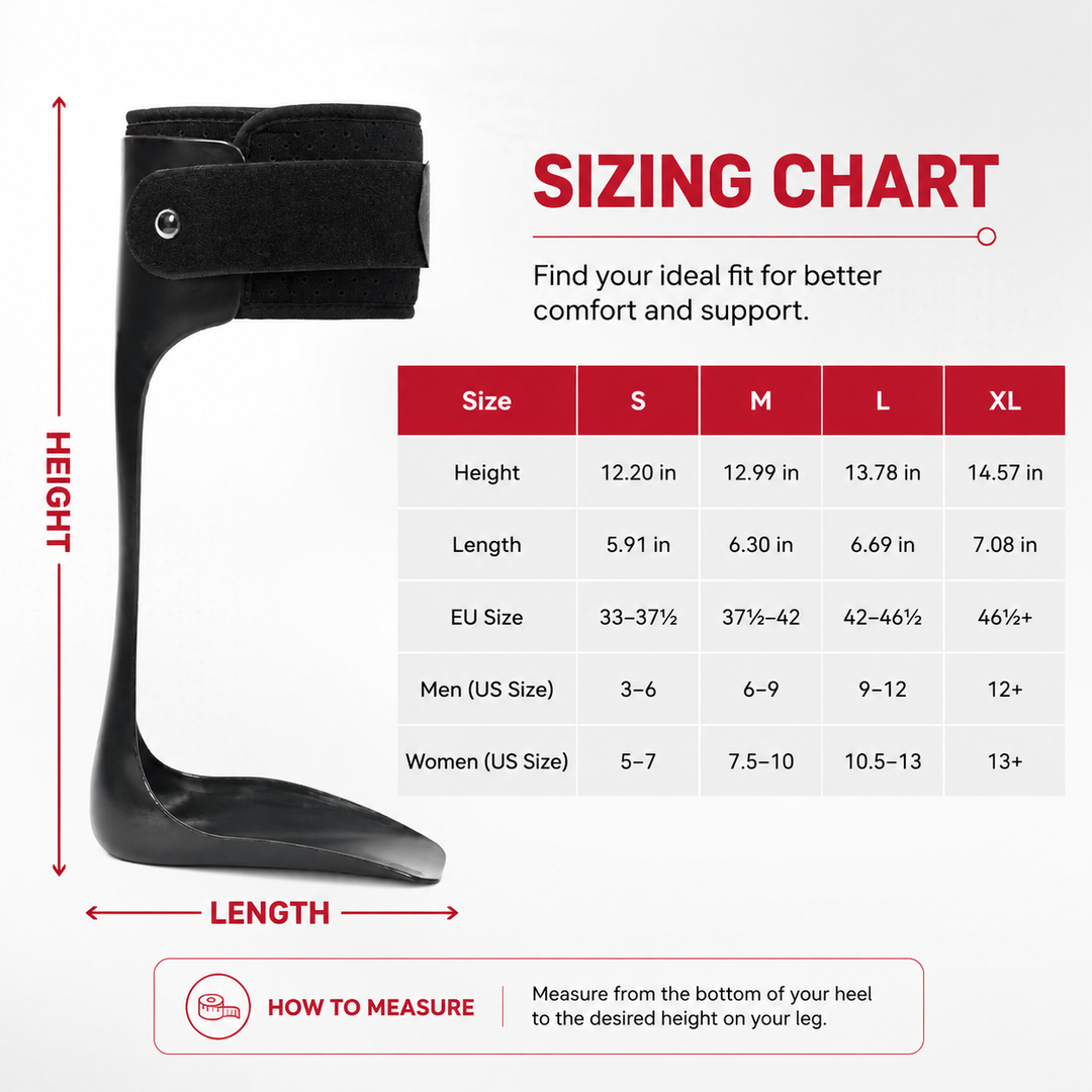 Premium AFO Drop Foot Brace Orthosis Lightweight Ankle Support Stabilizer Foot Positioning Walking Assistance Foot Drop Support Brace Men Women Multiple Sizes