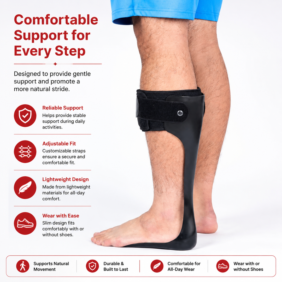 Premium AFO Drop Foot Brace Orthosis Lightweight Ankle Support Stabilizer Foot Positioning Walking Assistance Foot Drop Support Brace Men Women Multiple Sizes