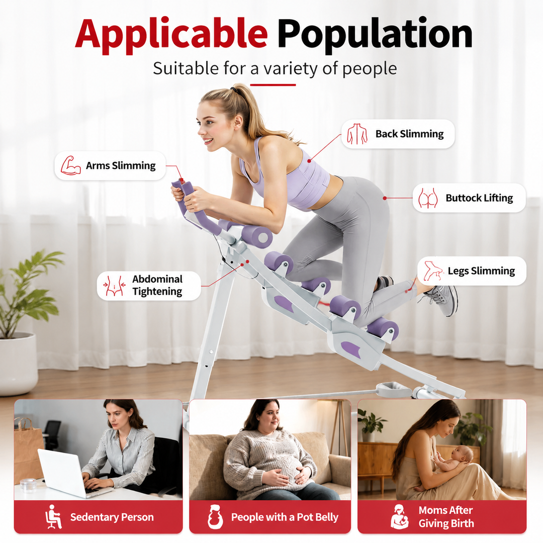 Premium Ab Machine Monorail Cruncher Adjustable Height Core Trainer 4 Resistance Levels 440 lb Capacity Foldable Abdominal Workout Equipment LCD Monitor