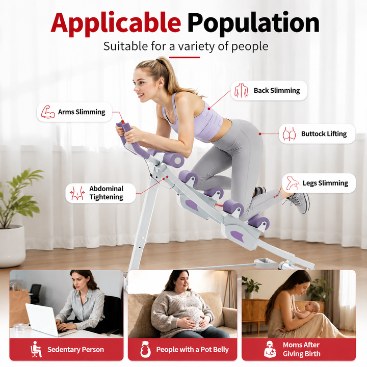 Premium Ab Machine Monorail Cruncher Adjustable Height Core Trainer 4 Resistance Levels 440 lb Capacity Foldable Abdominal Workout Equipment LCD Monitor