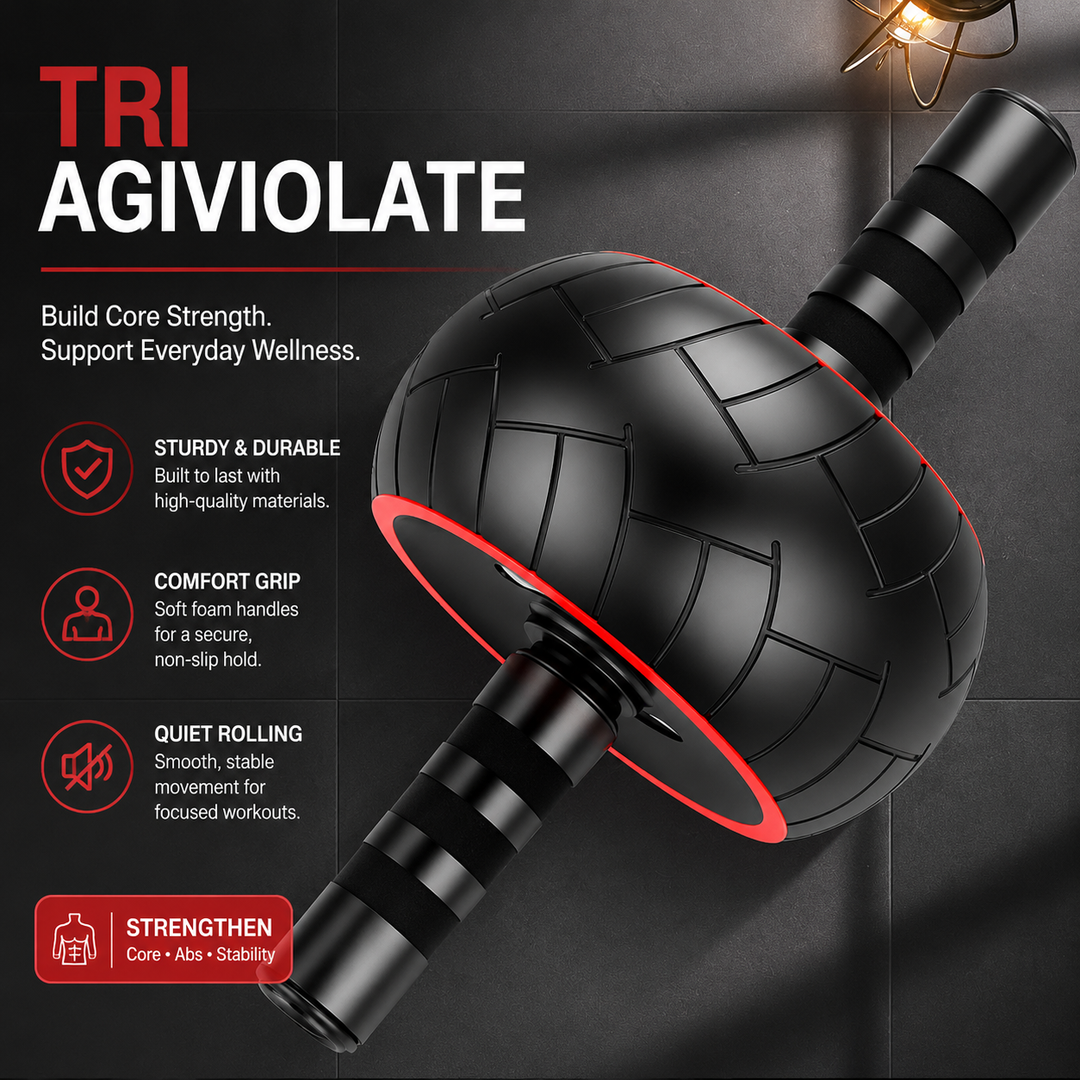 Premium Ab Roller Single Wheel Core Trainer Silent Rubber Exercise Wheel Non Slip Handles Abdominal Roller with Mat Home Gym Core Strength Training Equipment