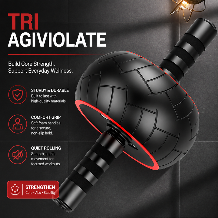 Premium Ab Roller Single Wheel Core Trainer Silent Rubber Exercise Wheel Non Slip Handles Abdominal Roller with Mat Home Gym Core Strength Training Equipment