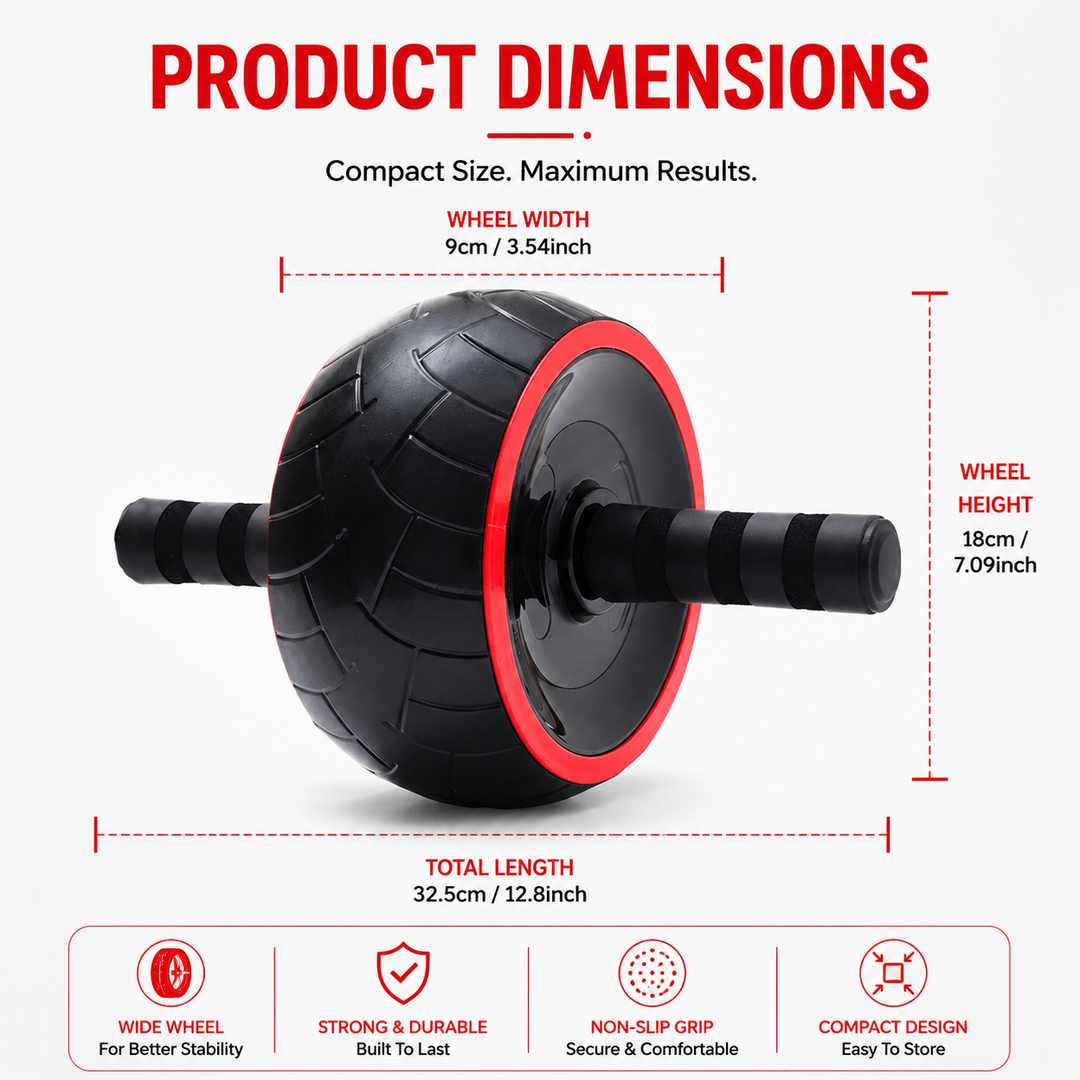 Premium Ab Roller Single Wheel Core Trainer Silent Rubber Exercise Wheel Non Slip Handles Abdominal Roller with Mat Home Gym Core Strength Training Equipment
