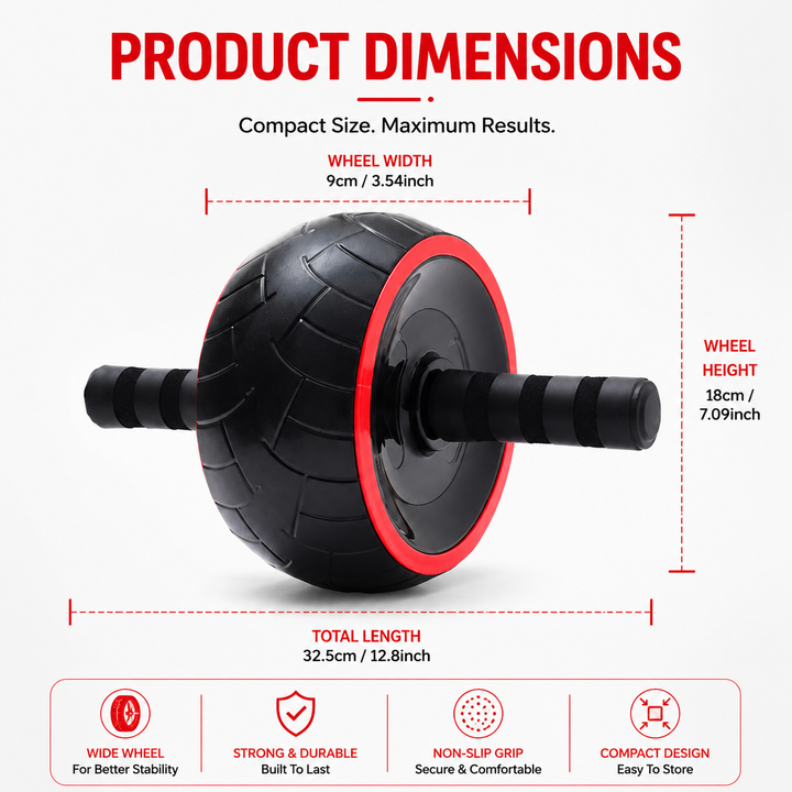 Premium Ab Roller Single Wheel Core Trainer Silent Rubber Exercise Wheel Non Slip Handles Abdominal Roller with Mat Home Gym Core Strength Training Equipment