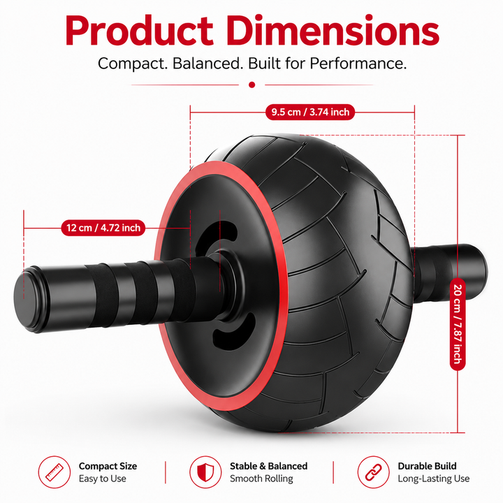 Premium Ab Roller Single Wheel Core Trainer Silent Rubber Exercise Wheel Non Slip Handles Abdominal Roller with Mat Home Gym Core Strength Training Equipment