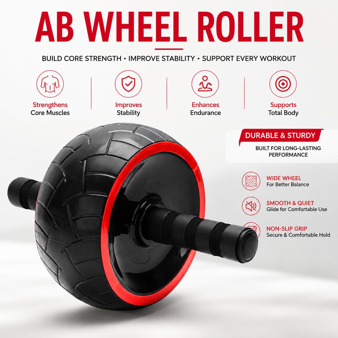 Premium Ab Roller Single Wheel Core Trainer Silent Rubber Exercise Wheel Non Slip Handles Abdominal Roller with Mat Home Gym Core Strength Training Equipment