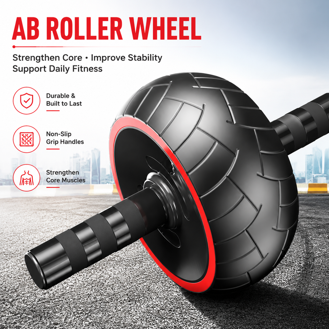 Premium Ab Roller Single Wheel Core Trainer Silent Rubber Exercise Wheel Non Slip Handles Abdominal Roller with Mat Home Gym Core Strength Training Equipment