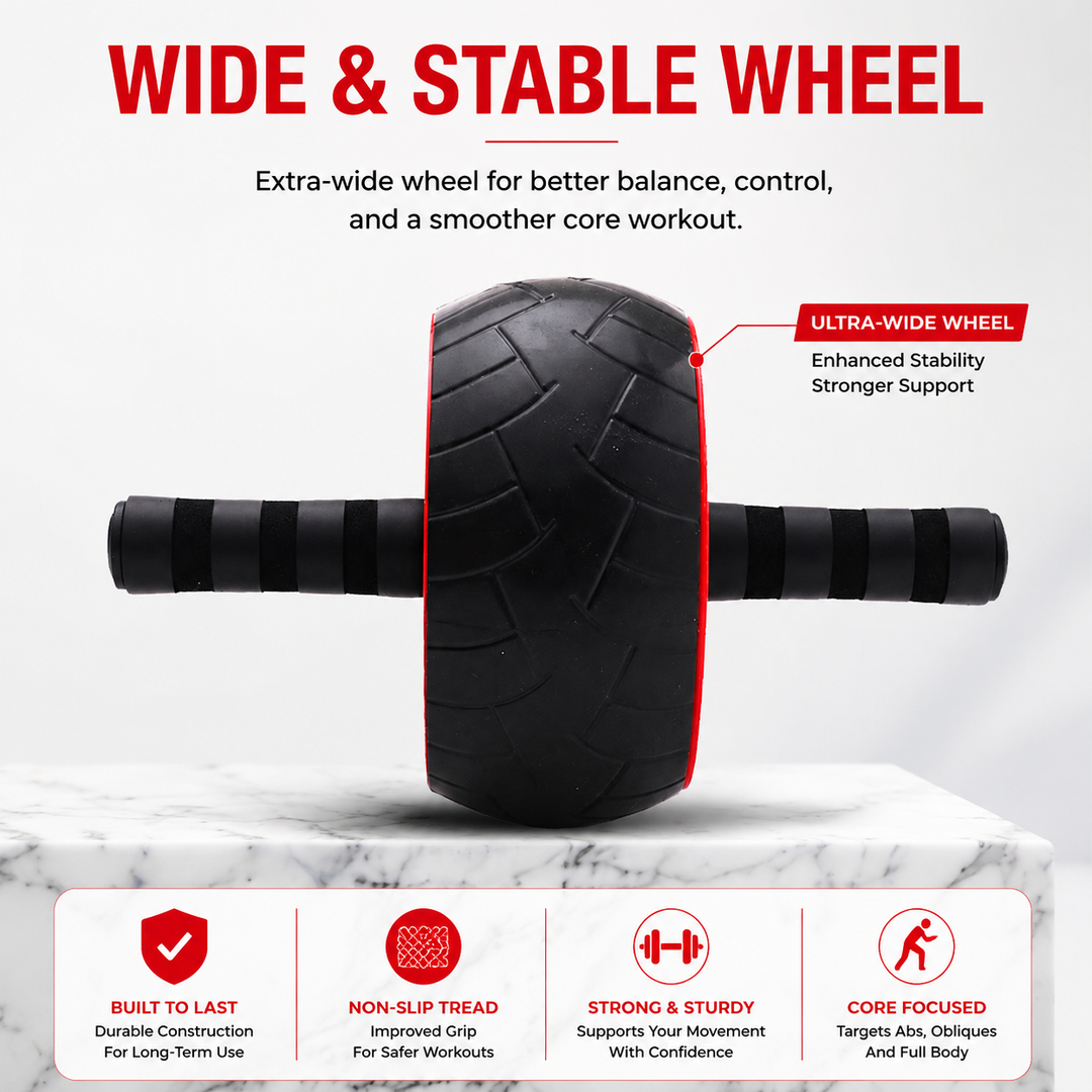 Premium Ab Roller Single Wheel Core Trainer Silent Rubber Exercise Wheel Non Slip Handles Abdominal Roller with Mat Home Gym Core Strength Training Equipment