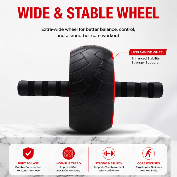 Premium Ab Roller Single Wheel Core Trainer Silent Rubber Exercise Wheel Non Slip Handles Abdominal Roller with Mat Home Gym Core Strength Training Equipment