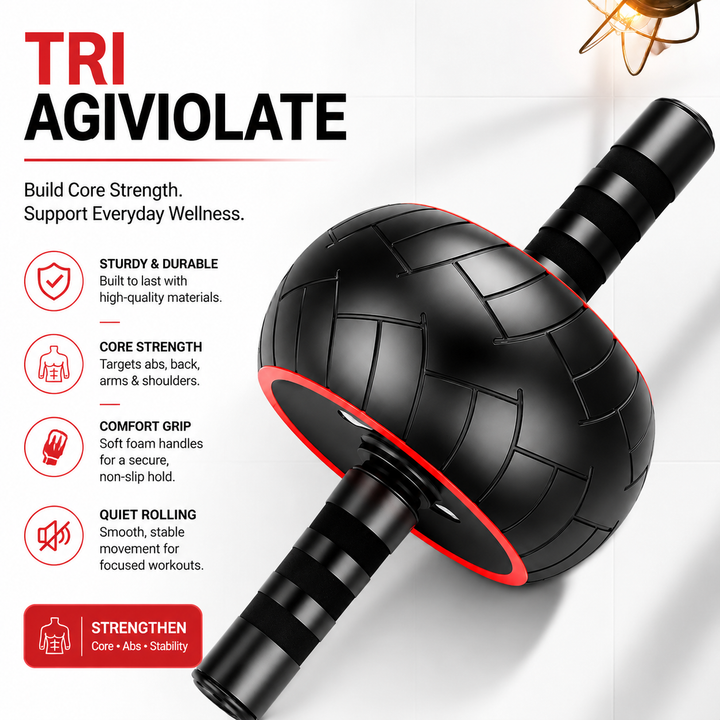 Premium Ab Roller Single Wheel Core Trainer Silent Rubber Exercise Wheel Non Slip Handles Abdominal Roller with Mat Home Gym Core Strength Training Equipment