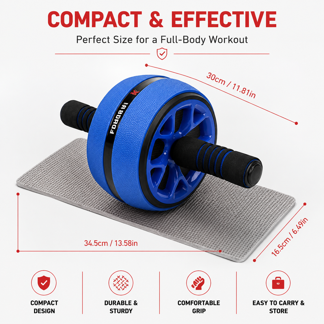 Premium Ab Wheel Abdominal Core Trainer Roller Fitness Wheel with Kneeling Pad Home Workout Abs Exercise Roller Durable PP TPR Stainless Steel