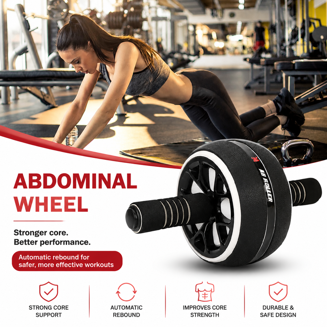 Premium Ab Wheel Abdominal Core Trainer Roller Fitness Wheel with Kneeling Pad Home Workout Abs Exercise Roller Durable PP TPR Stainless Steel