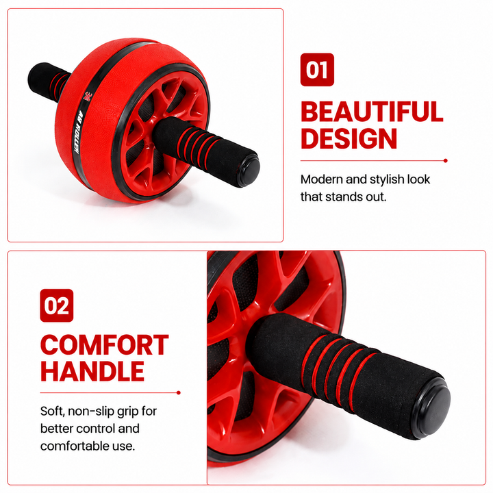 Premium Ab Wheel Roller Core Trainer Silent Abdominal Exercise Wheel Stainless Steel Core Workout Roller with Kneeling Pad Non Slip Handles Home Gym Fitness Equipment