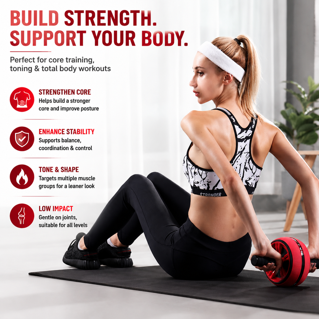Premium Ab Wheel Roller Core Trainer Silent Abdominal Exercise Wheel Stainless Steel Core Workout Roller with Kneeling Pad Non Slip Handles Home Gym Fitness Equipment