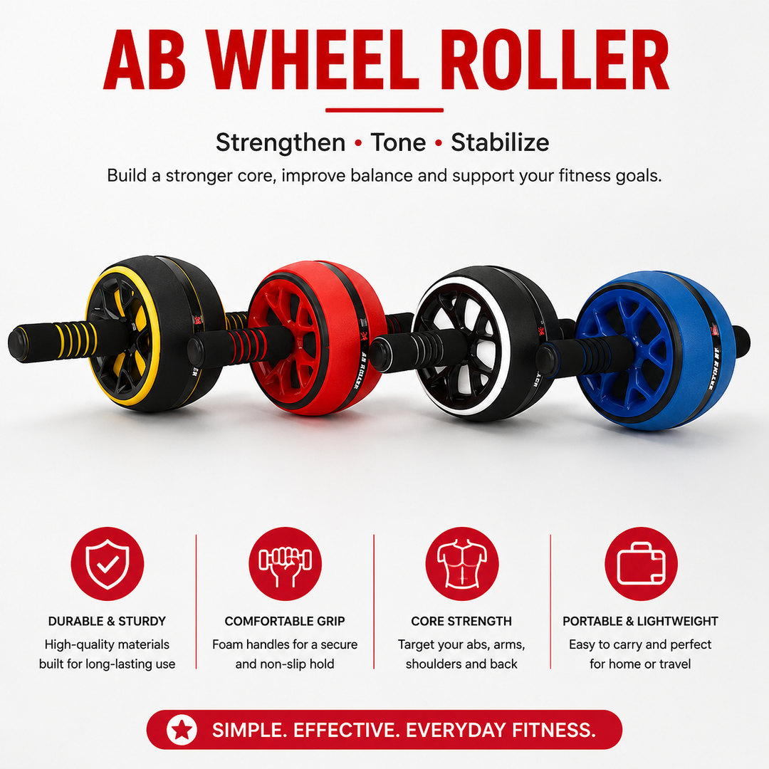 Premium Ab Wheel Roller Core Trainer Silent Abdominal Exercise Wheel Stainless Steel Core Workout Roller with Kneeling Pad Non Slip Handles Home Gym Fitness Equipment