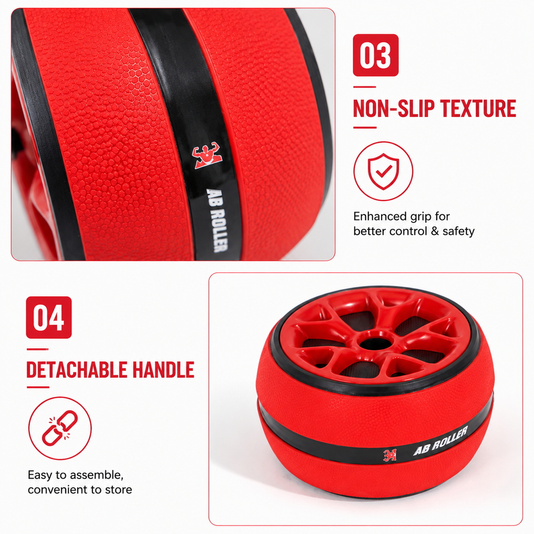 Premium Ab Wheel Roller Core Trainer Silent Abdominal Exercise Wheel Stainless Steel Core Workout Roller with Kneeling Pad Non Slip Handles Home Gym Fitness Equipment