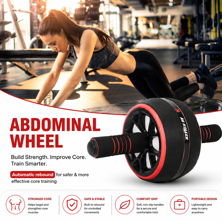 Premium Ab Wheel Roller Core Trainer Silent Abdominal Exercise Wheel Stainless Steel Core Workout Roller with Kneeling Pad Non Slip Handles Home Gym Fitness Equipment