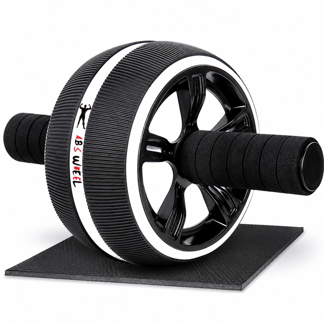 Premium Ab Wheel Roller Core Trainer Silent Abdominal Exercise Wheel Stainless Steel Core Workout Roller with Kneeling Pad Non Slip Handles Home Gym Fitness Equipment