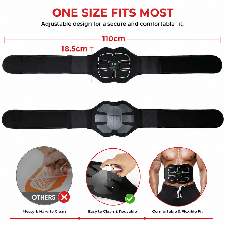 Premium Abdominal EMS Muscle Stimulator Belt USB Rechargeable 10 Programs 30 Intensity Levels Adjustable Slimming Massager Home Office Use Device