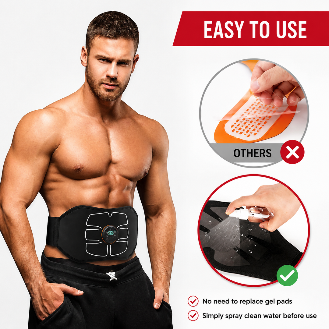 Premium Abdominal EMS Muscle Stimulator Belt USB Rechargeable 10 Programs 30 Intensity Levels Adjustable Slimming Massager Home Office Use Device