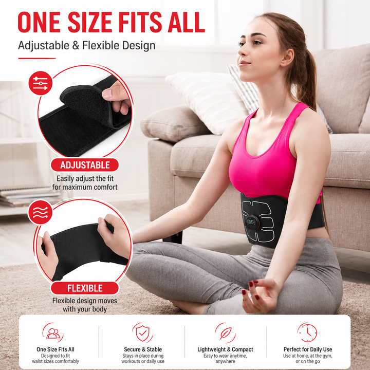 Premium Abdominal EMS Muscle Stimulator Belt USB Rechargeable 10 Programs 30 Intensity Levels Adjustable Slimming Massager Home Office Use Device