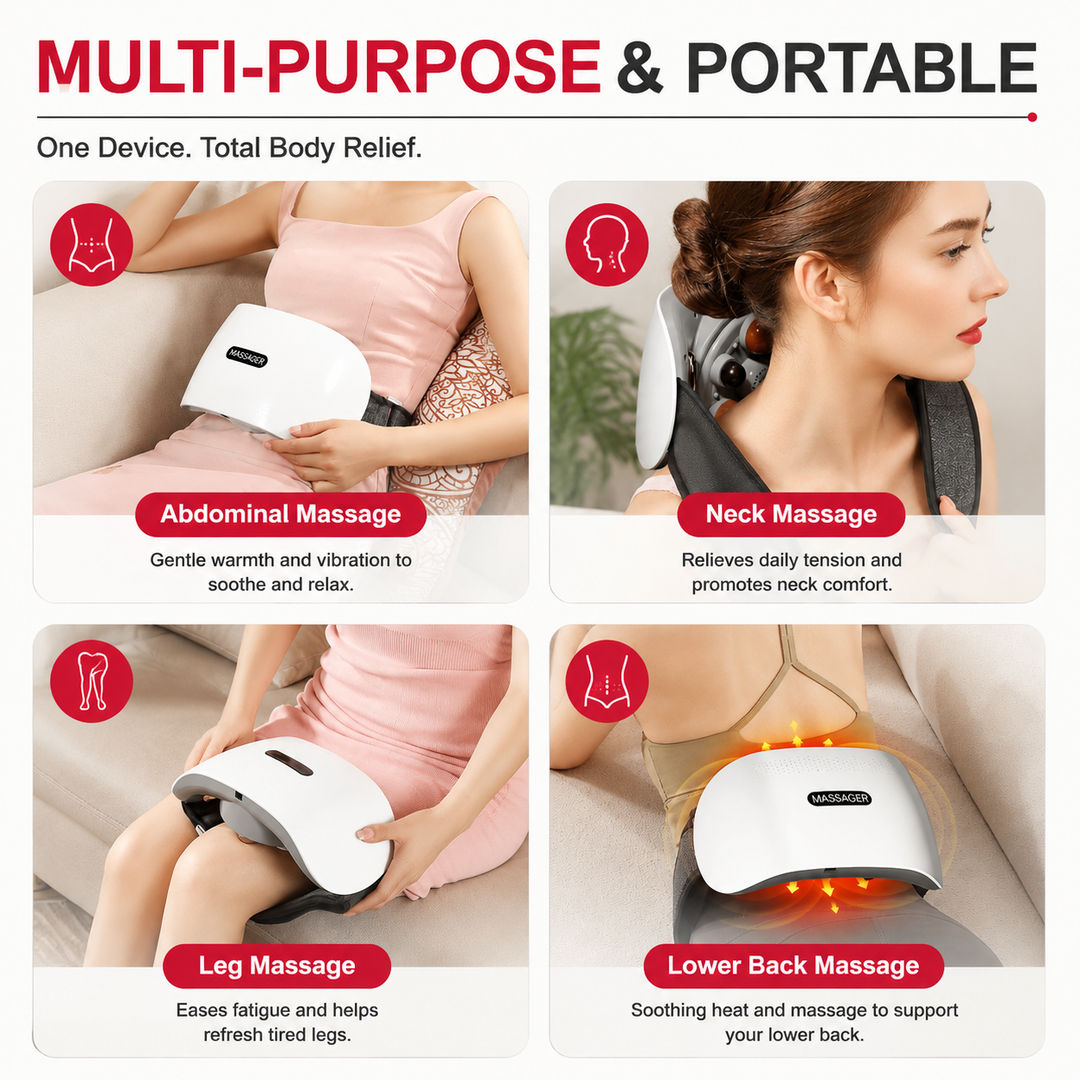 Premium Abdominal Heating Pad Massager Cordless Belly Massager for Cramps Stomach Tension Relief Heat Therapy Portable Rechargeable Wellness Device