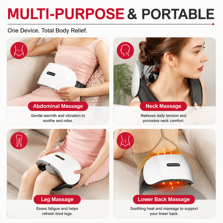 Premium Abdominal Heating Pad Massager Cordless Belly Massager for Cramps Stomach Tension Relief Heat Therapy Portable Rechargeable Wellness Device