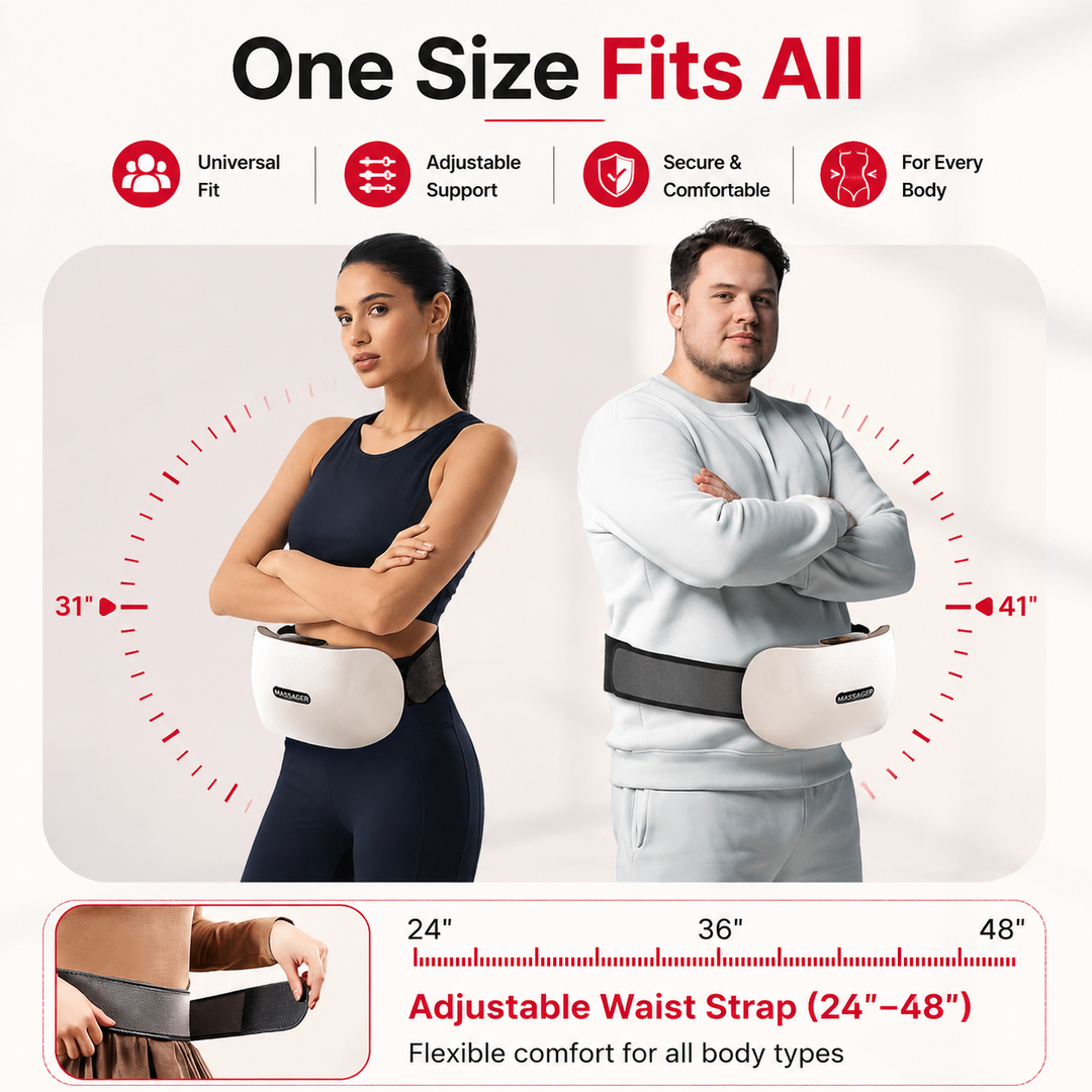Premium Abdominal Heating Pad Massager Cordless Belly Massager for Cramps Stomach Tension Relief Heat Therapy Portable Rechargeable Wellness Device