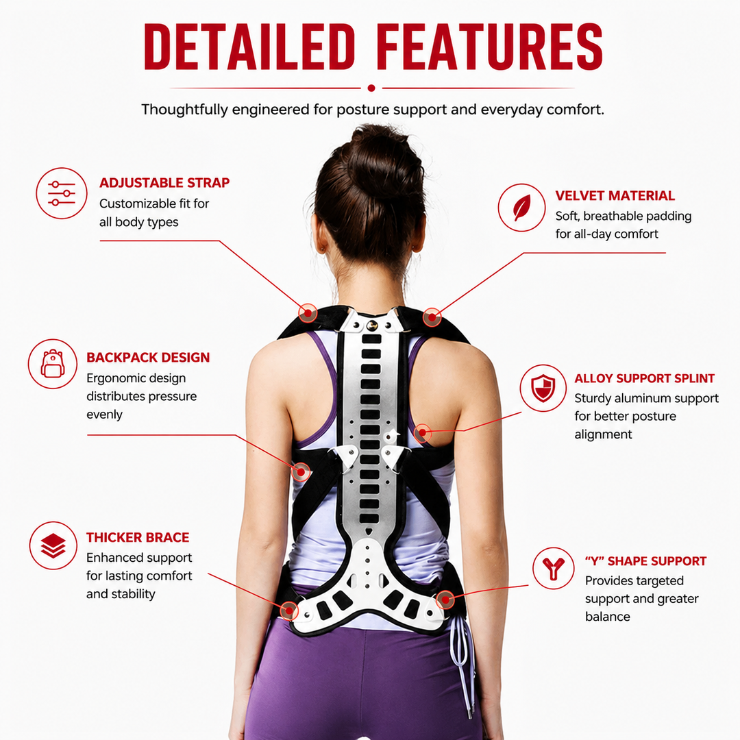 Premium Adjustable Back Posture Corrector Lightweight Breathable Posture Support Brace Unisex S-XL Back Alignment Posture Awareness Daily Wear Comfort