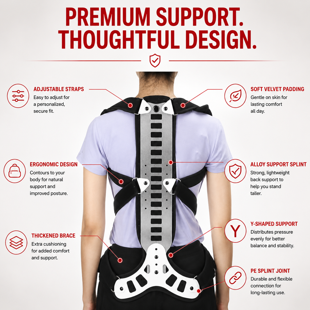 Premium Adjustable Back Posture Corrector Lightweight Breathable Posture Support Brace Unisex S-XL Back Alignment Posture Awareness Daily Wear Comfort
