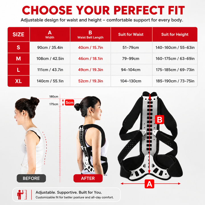Premium Adjustable Back Posture Corrector Lightweight Breathable Posture Support Brace Unisex S-XL Back Alignment Posture Awareness Daily Wear Comfort